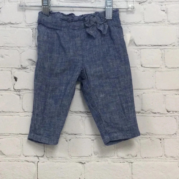 3-6M Janie & Jack Girls Linen Pants with Bow - Picture 1 of 4